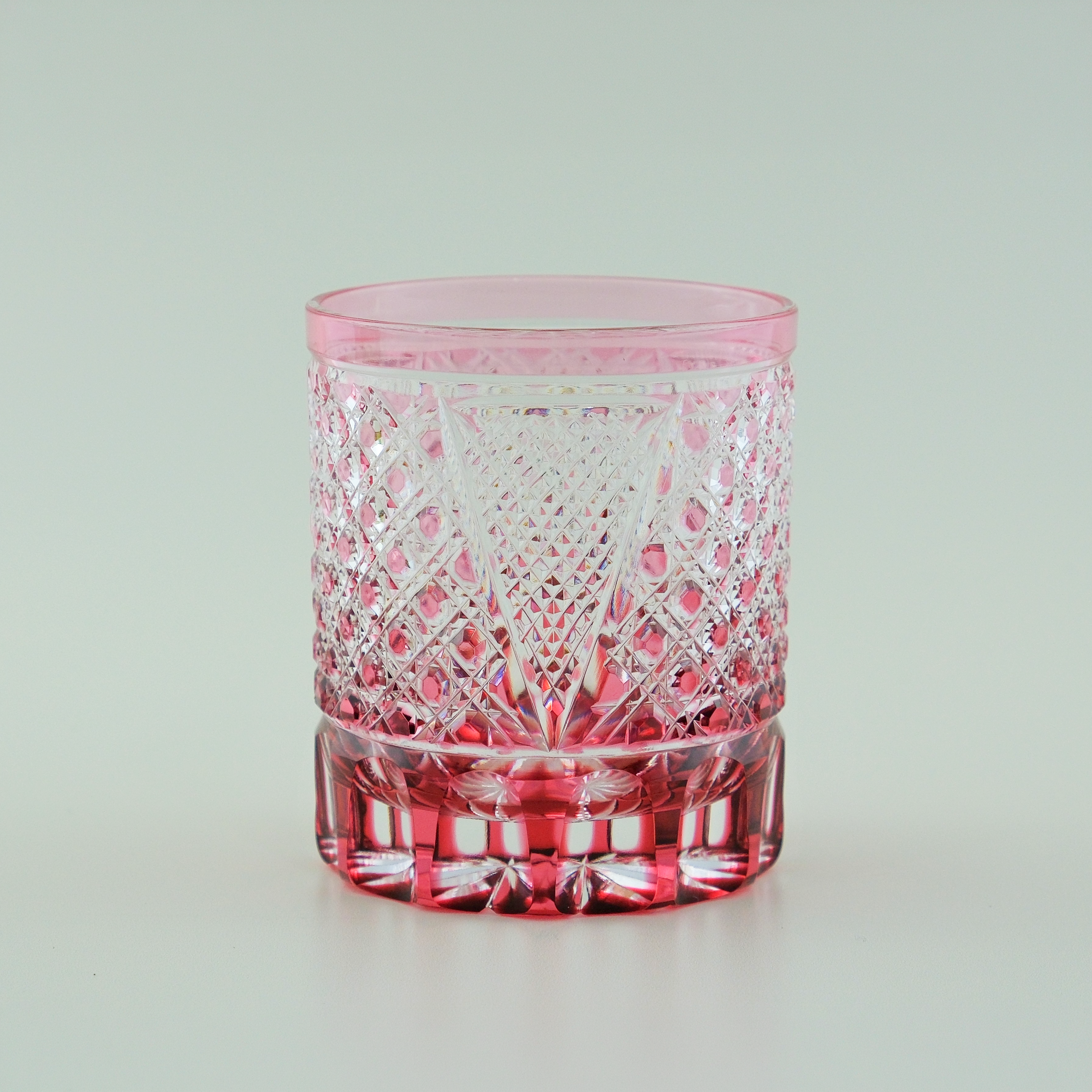 Edo Kiriko “Octagonal Kagome” Pair Tumbler Set – Pink & Green