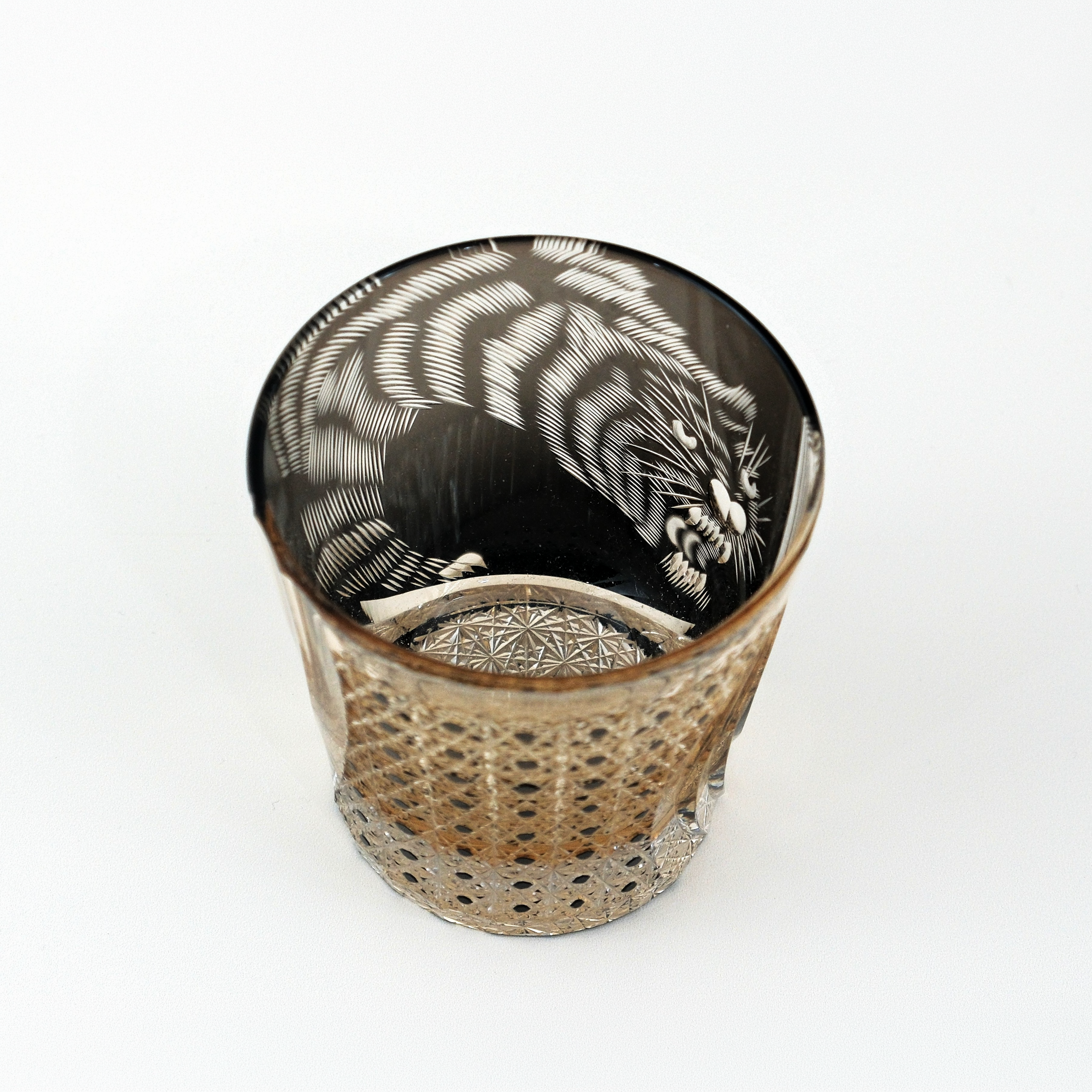 Japanese Hand-Carved Kiriko Glass “Ferocious Tiger”