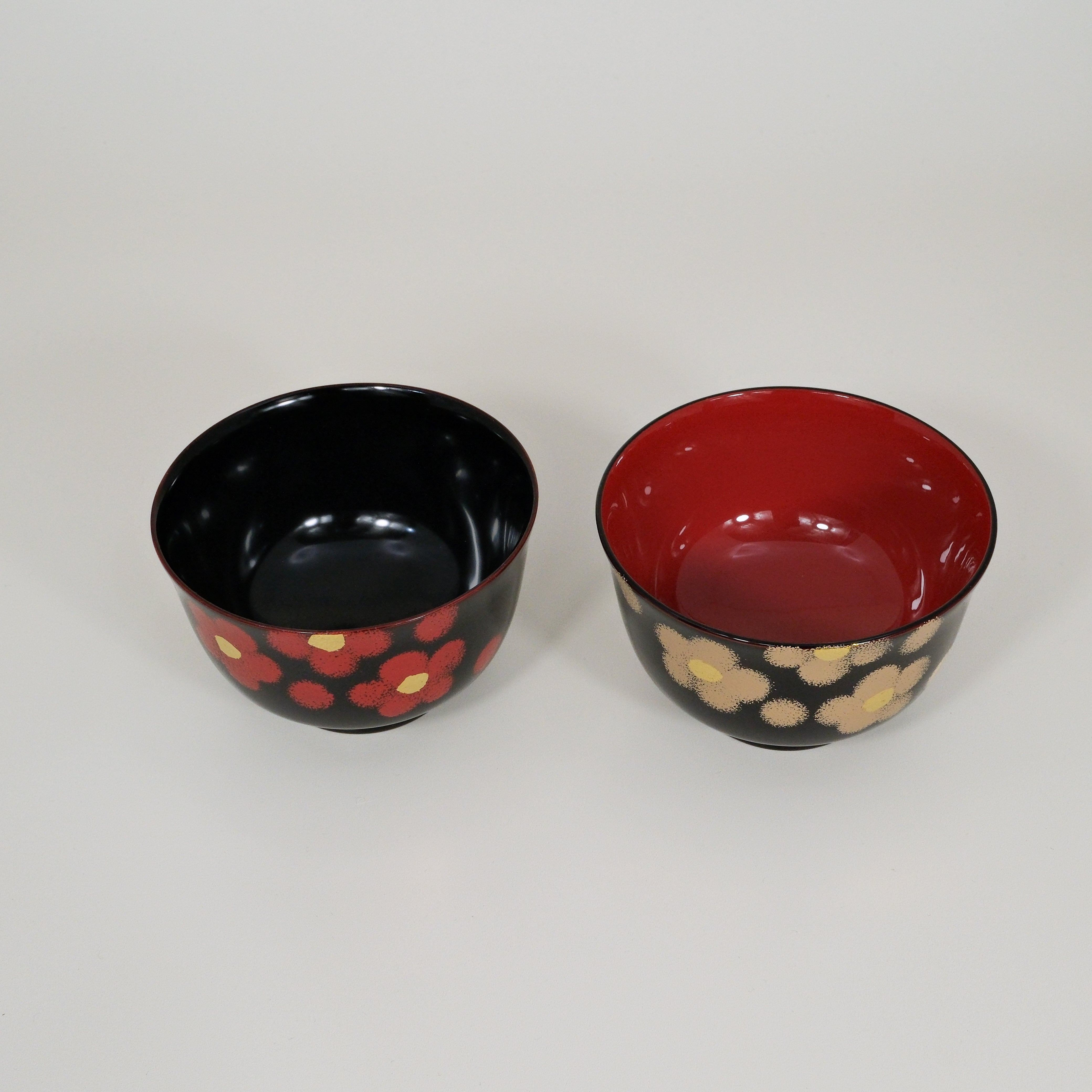 Urushi Lacquer Couple Bowls – Hana Motif