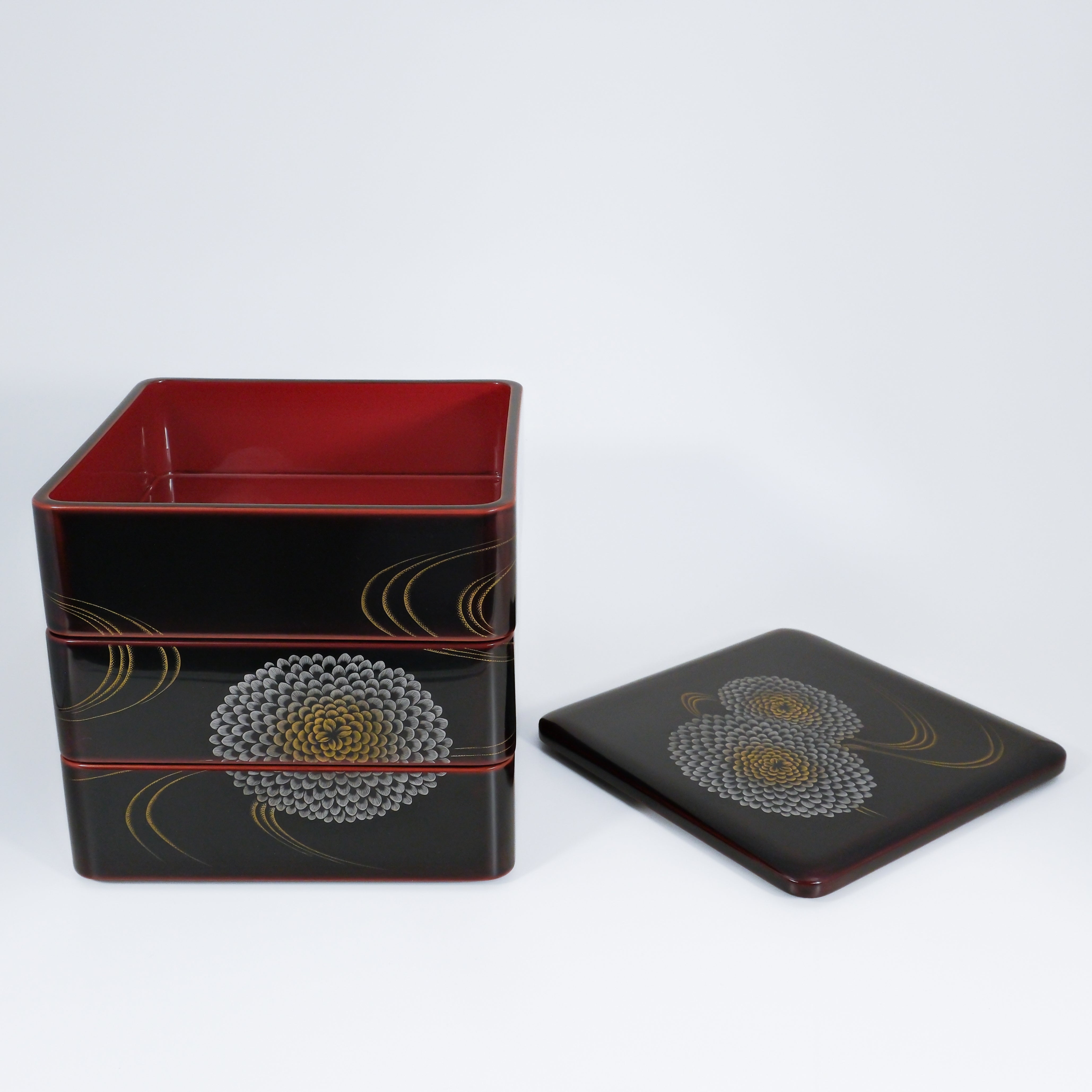 Handcrafted Chinkin Lacquer ”JUBAKO” with chrysanthemum motif