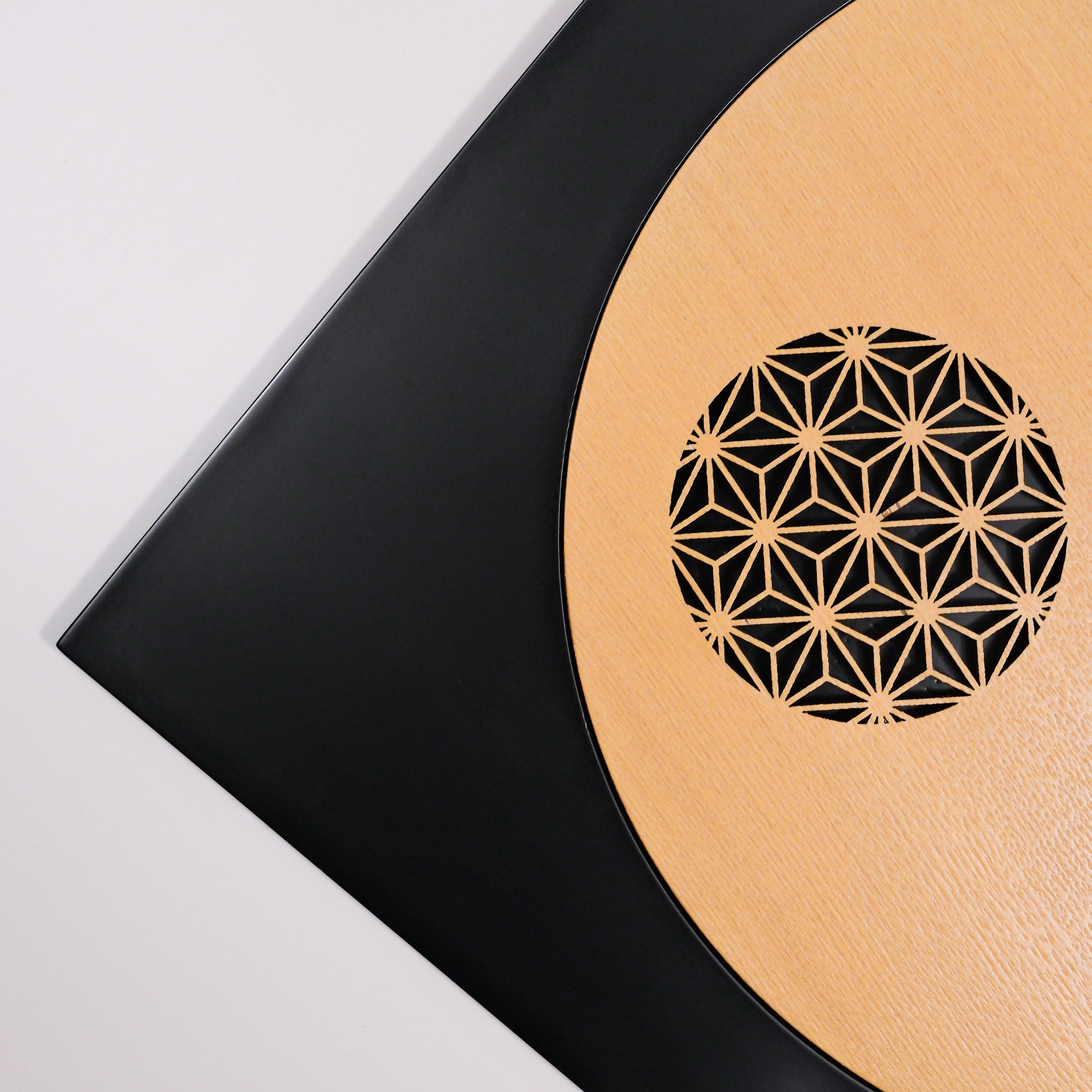 Asanoha Moon Urushi Wood Plate --square(Black)