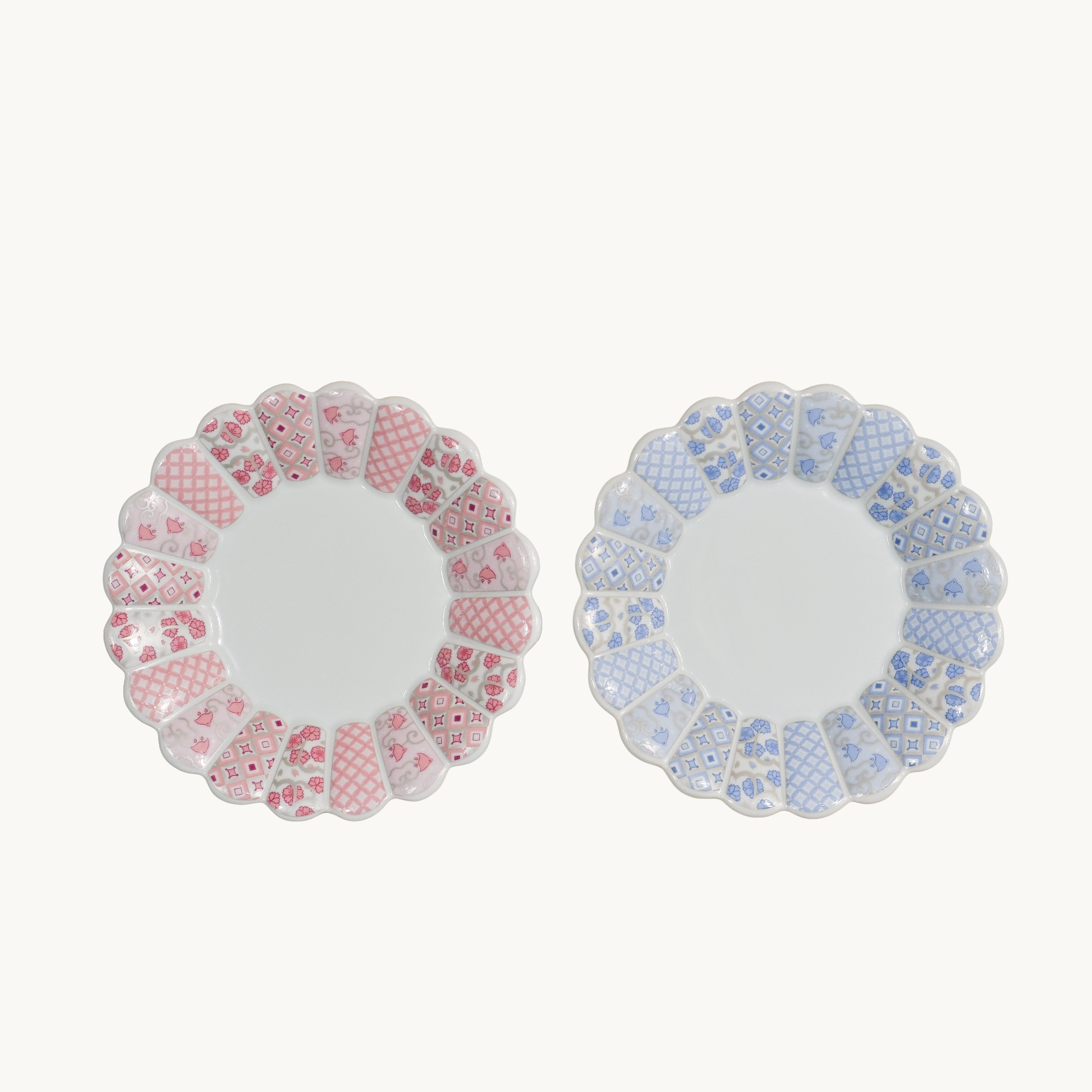 Hanarikyu Round Plate set – Pink&Blue