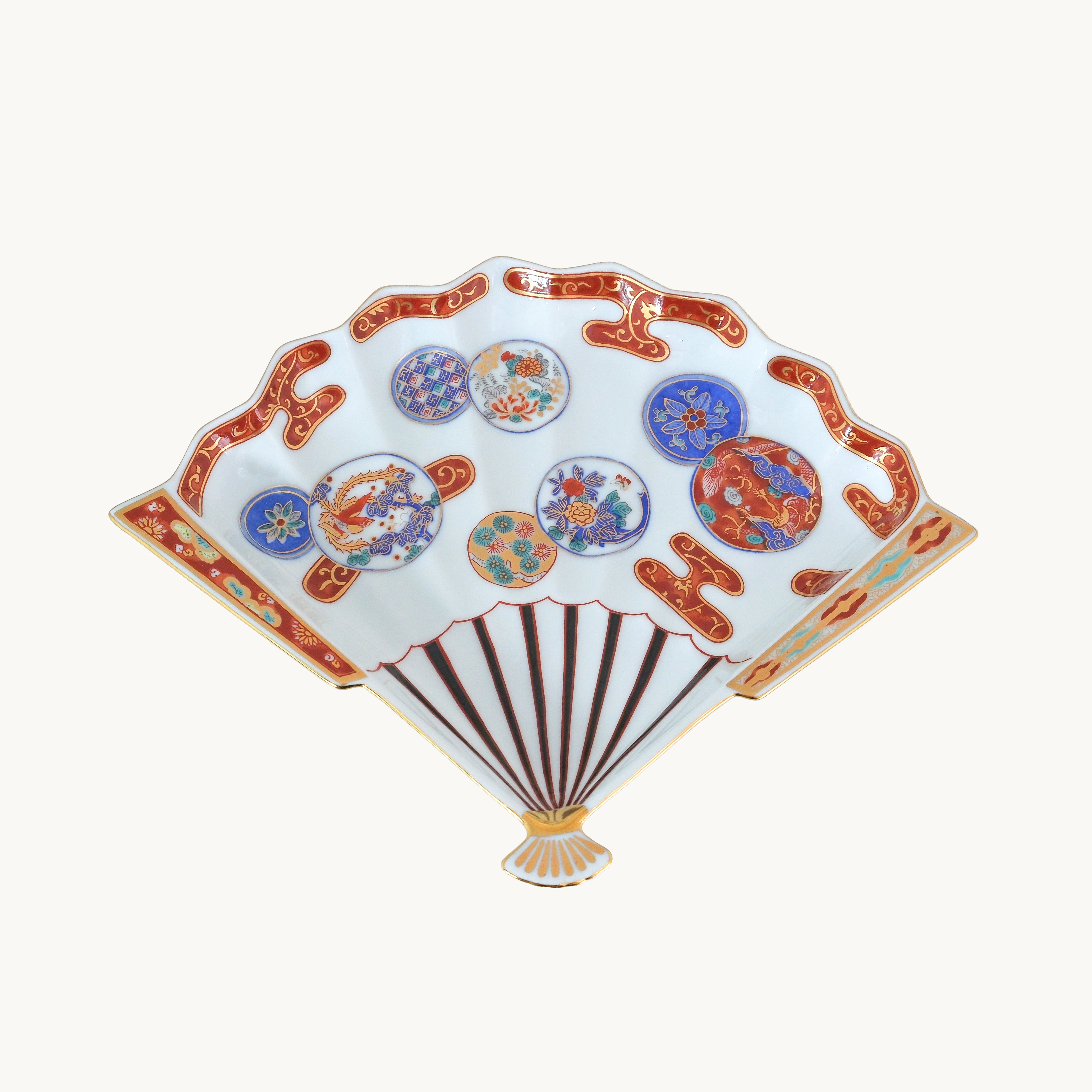 Red Phoenix Fan-Shaped Plate