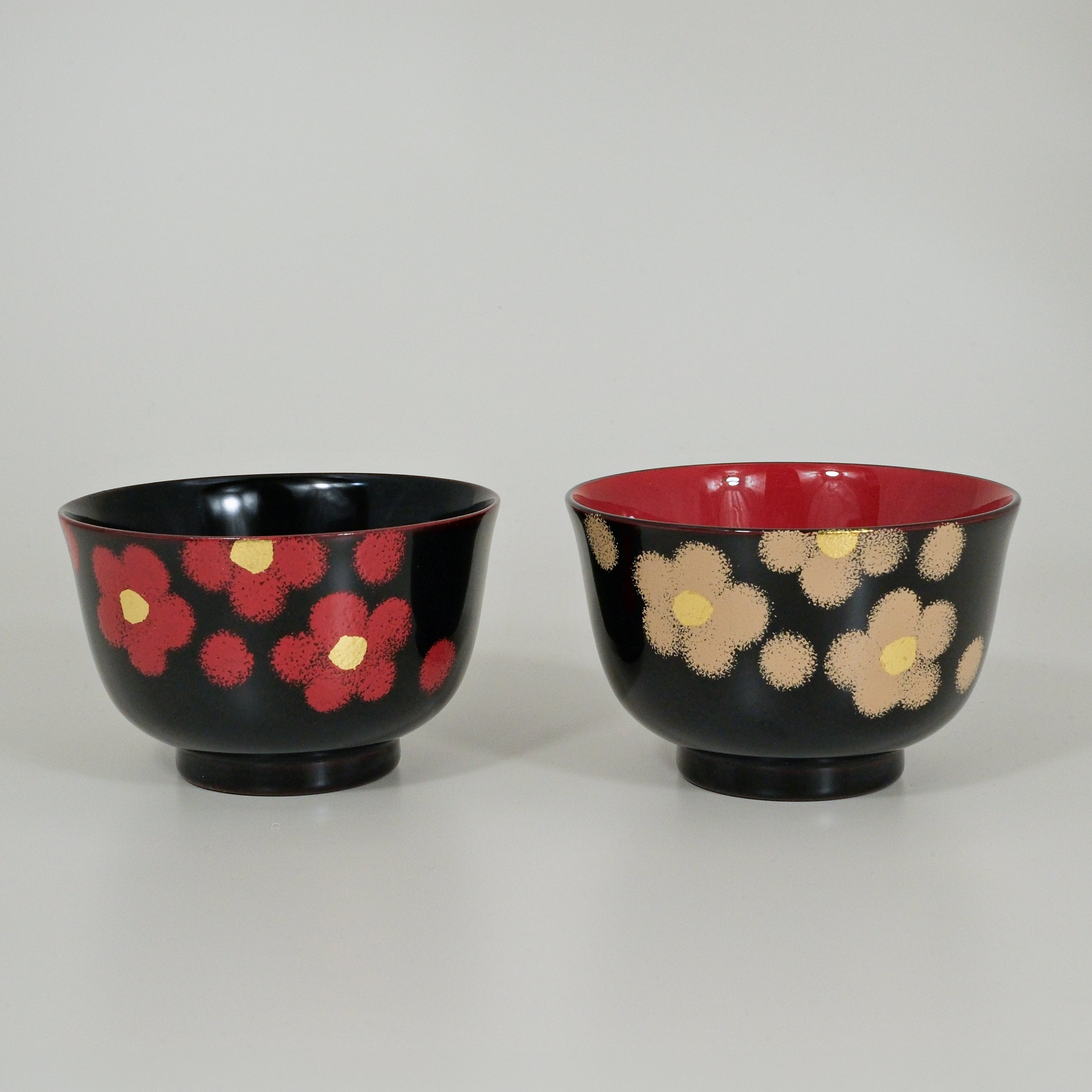 Urushi Lacquer Couple Bowls – Hana Motif