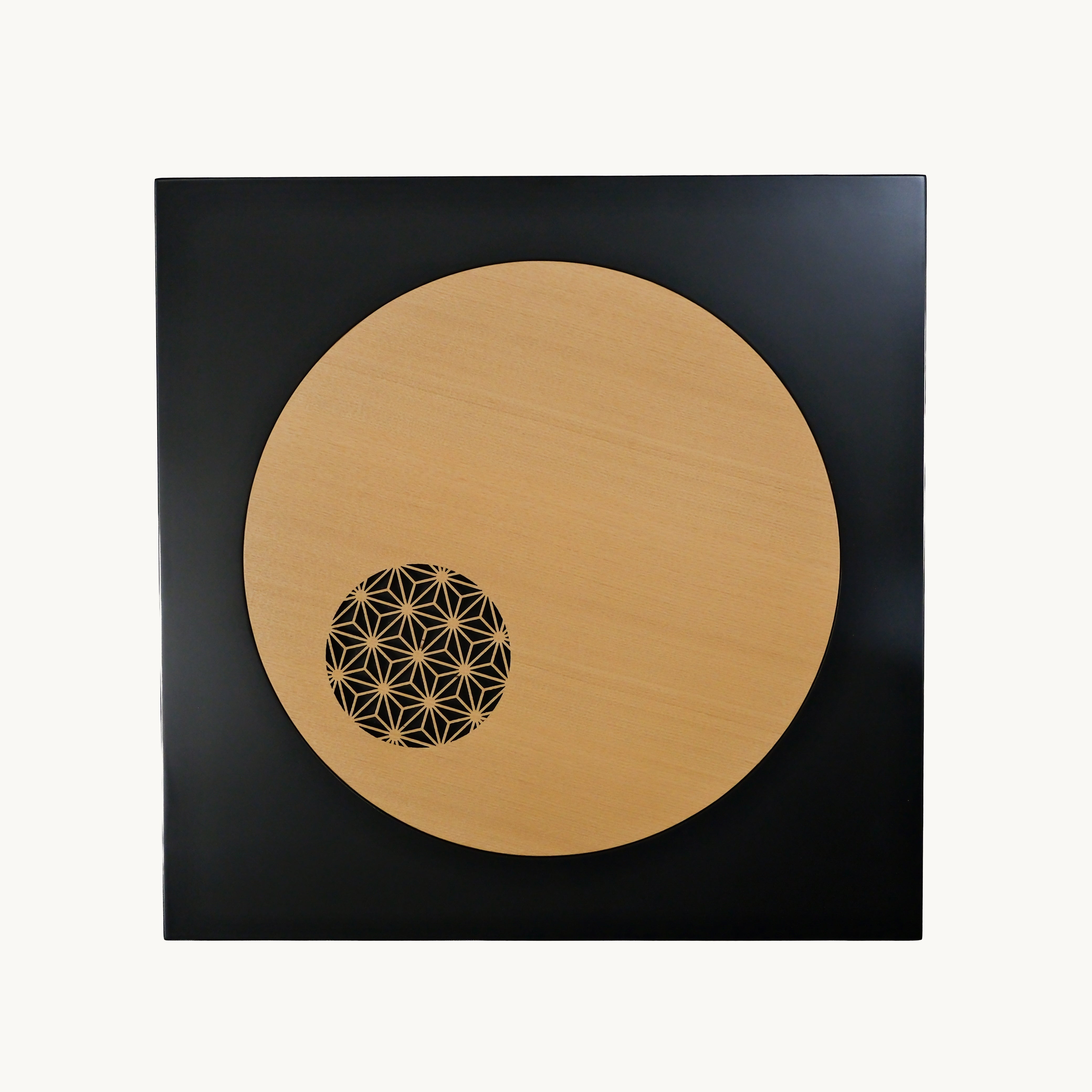 Asanoha Moon Urushi Wood Plate --square(Black)