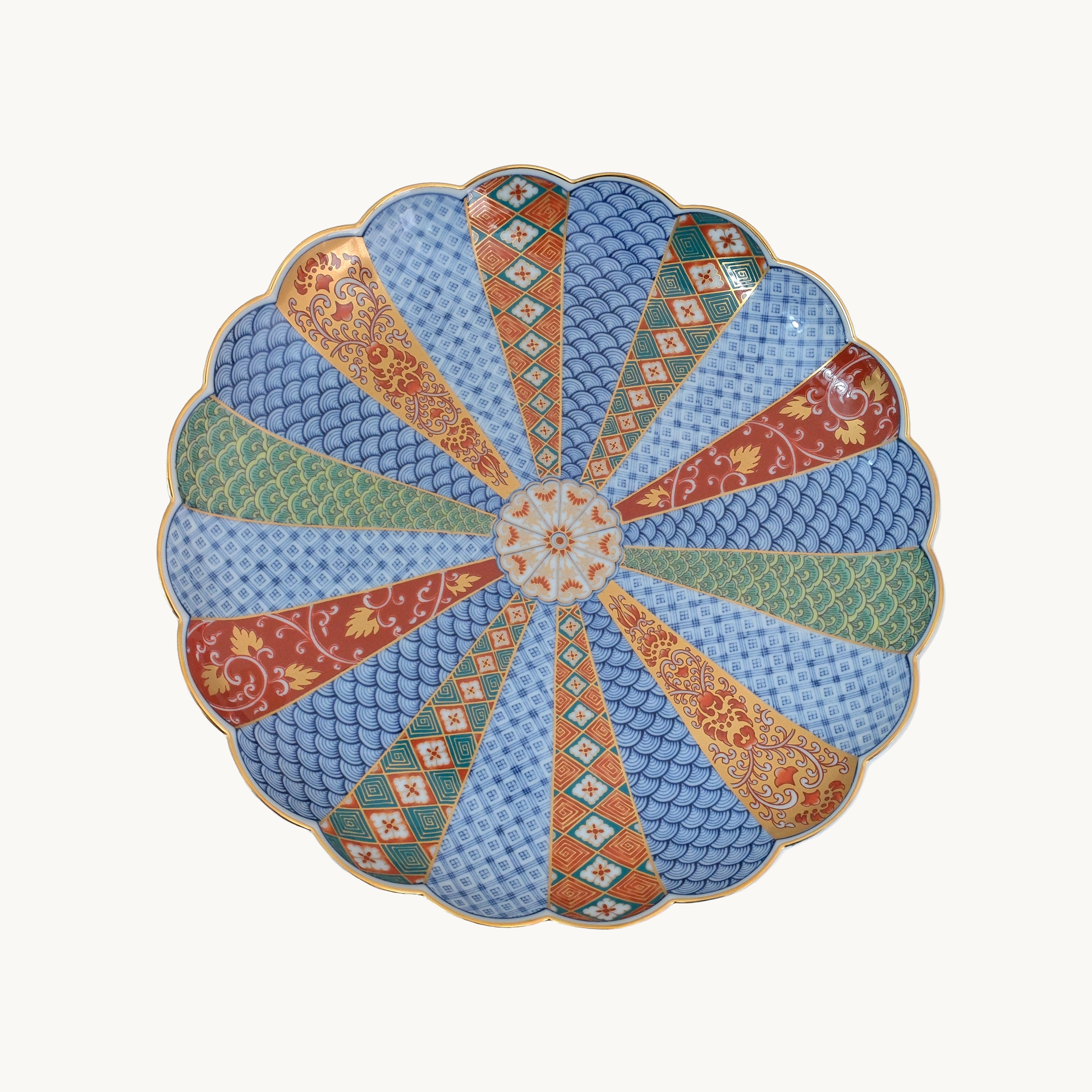 New Koimari Chrysanthemum Scalloped Plate