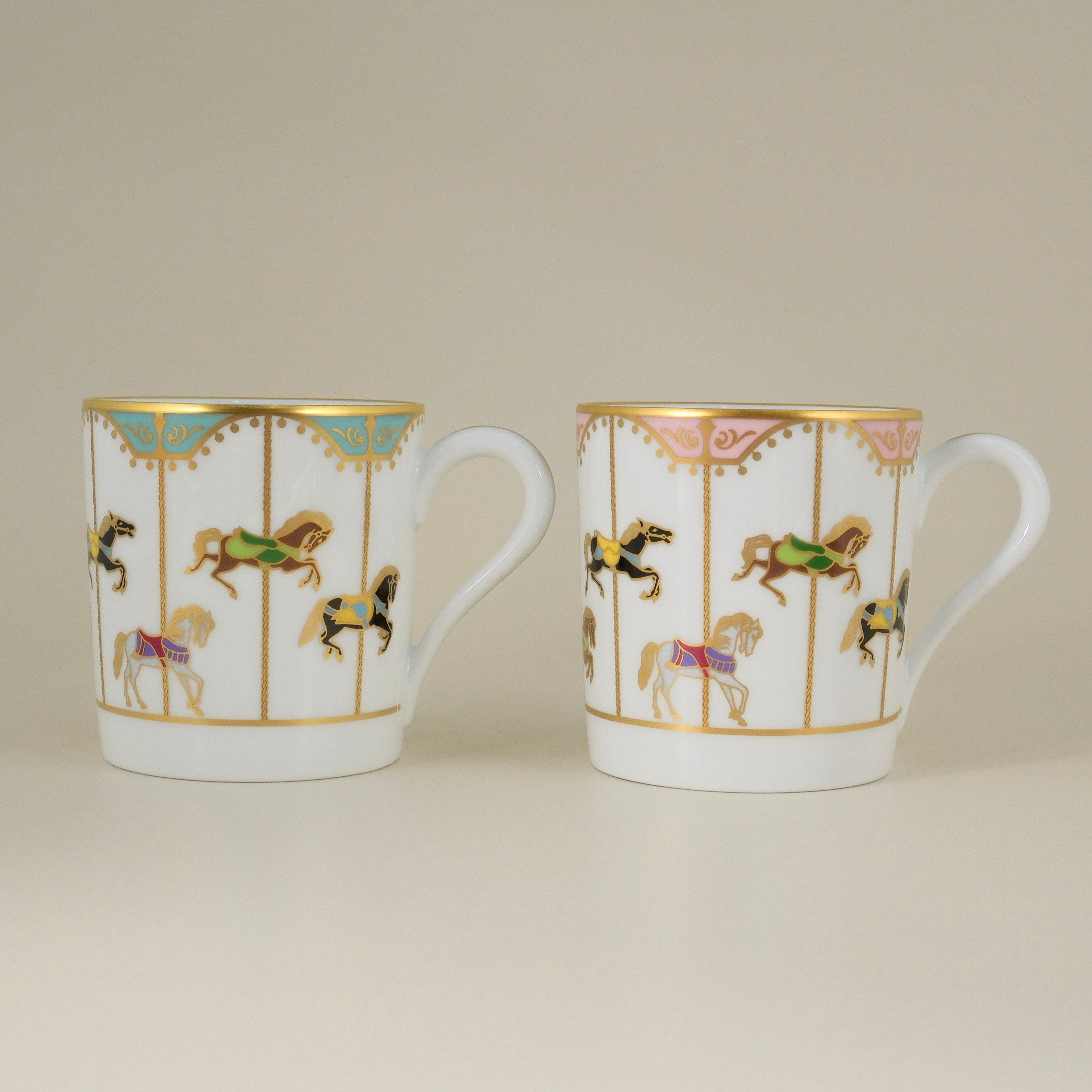 Okura Art China Merry-Go-Round (“Umaku Yuku”) Series Pair Mug