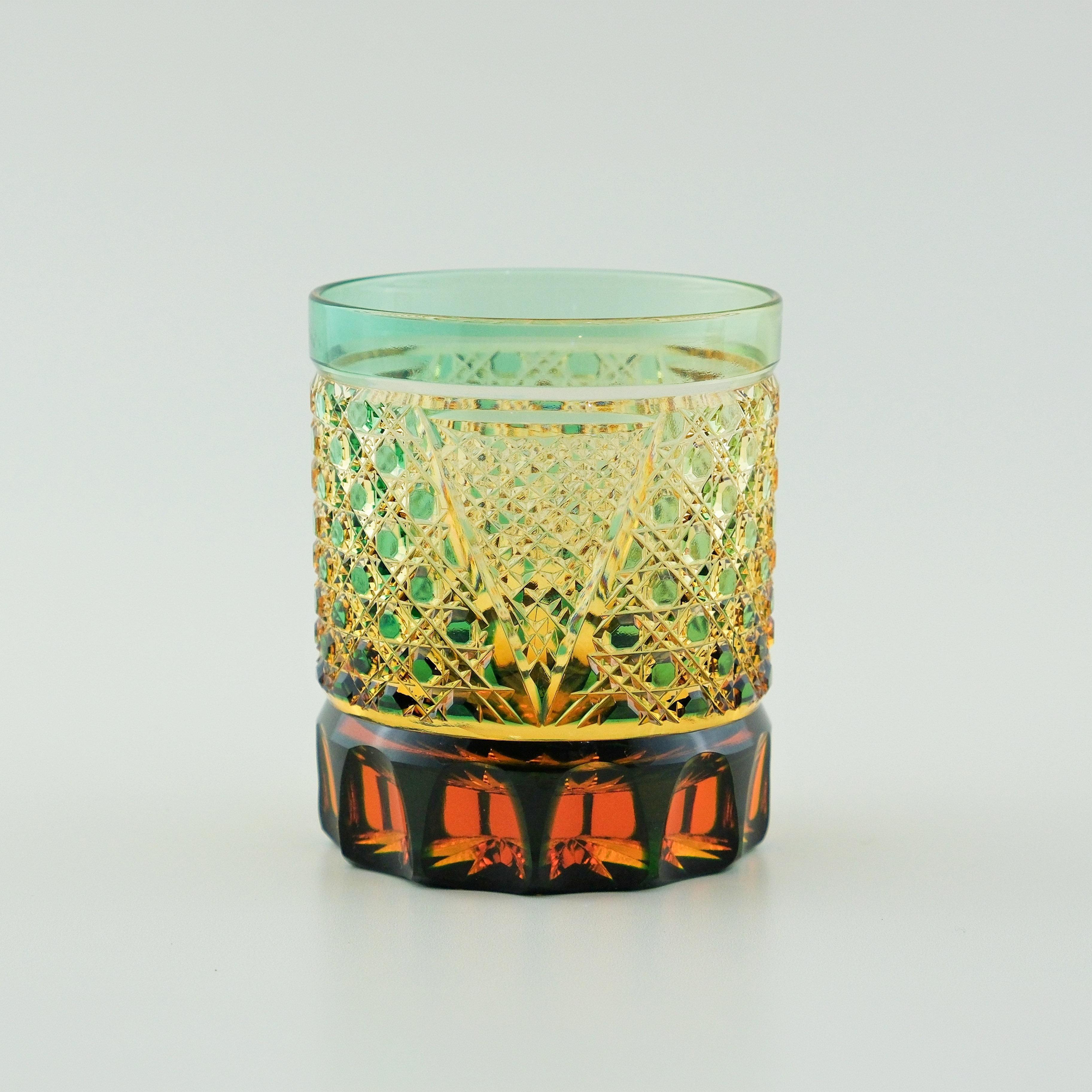 Edo Kiriko “Octagonal Kagome” Pair Tumbler Set – Pink & Green