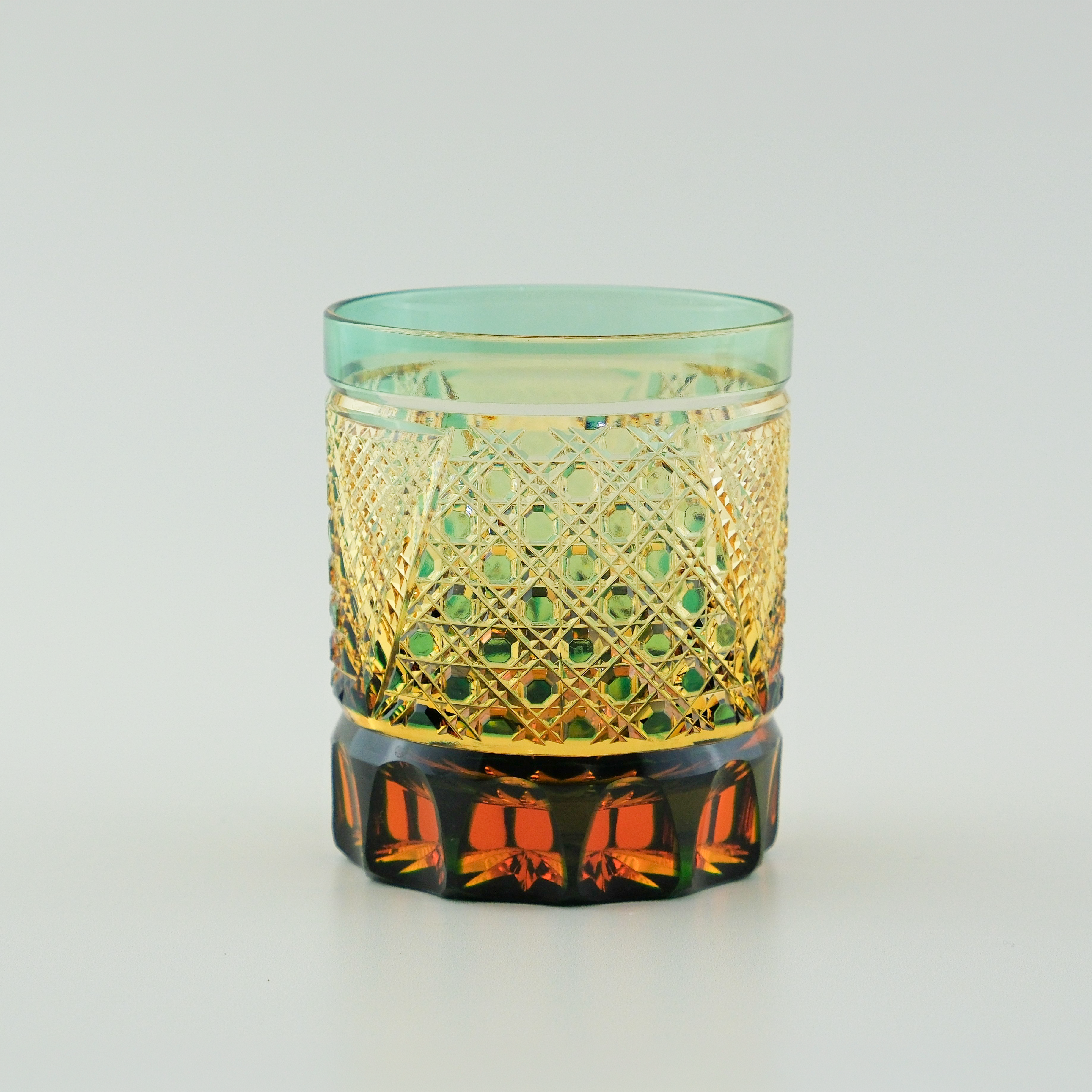 Edo Kiriko “Octagonal Kagome” Pair Tumbler Set – Pink & Green