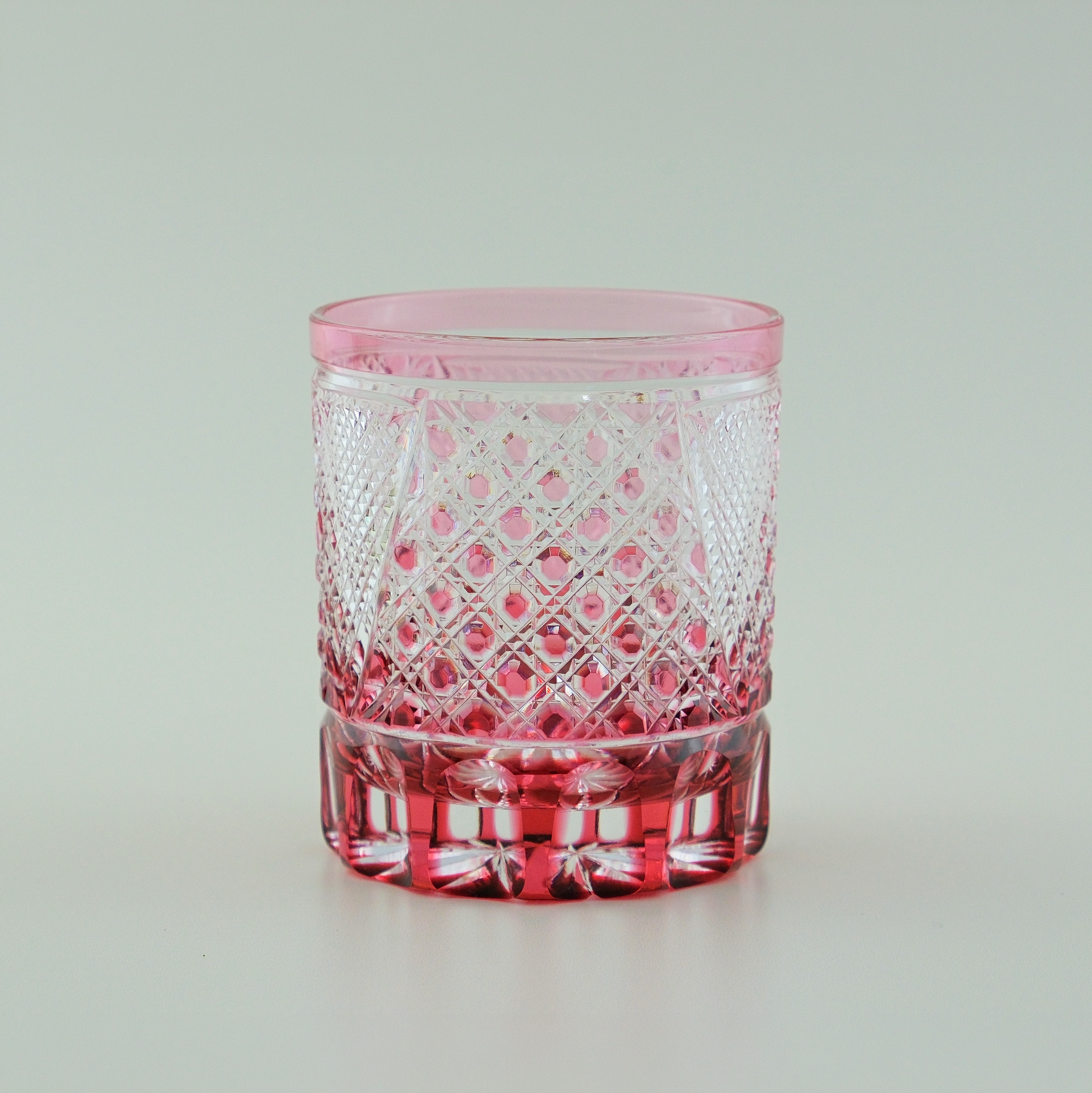 Edo Kiriko “Octagonal Kagome” Pair Tumbler Set – Pink & Green