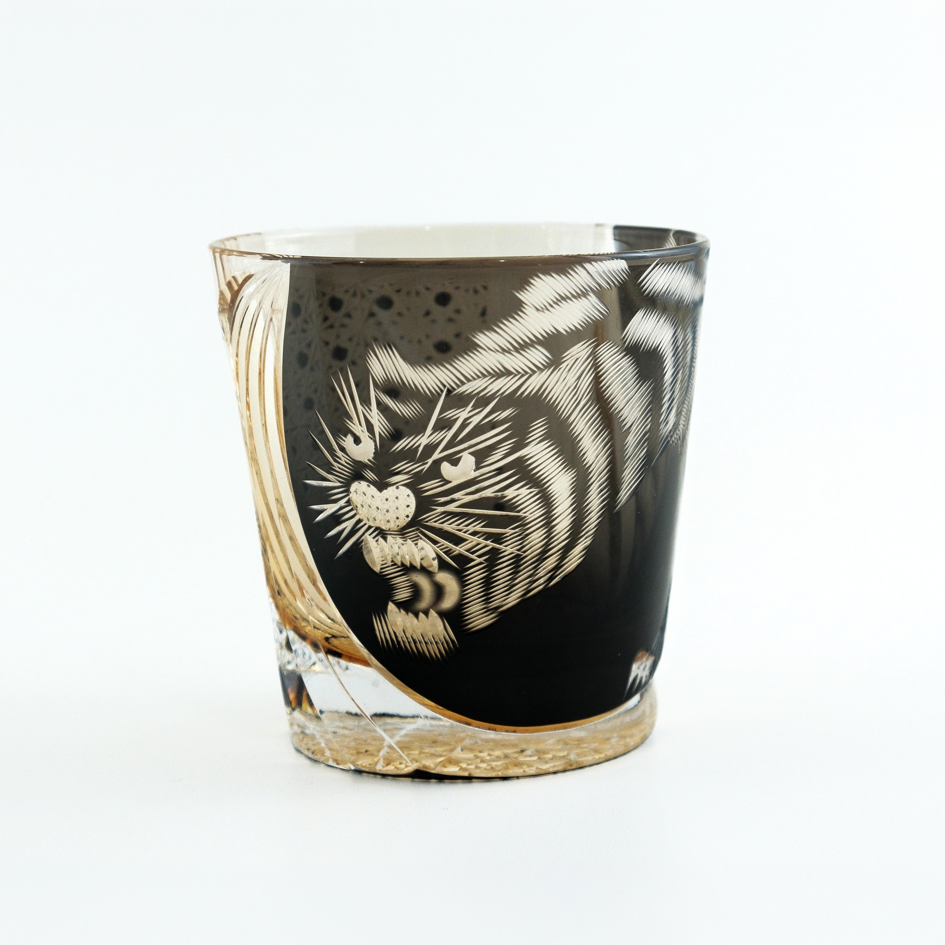 Japanese Hand-Carved Kiriko Glass “Ferocious Tiger”