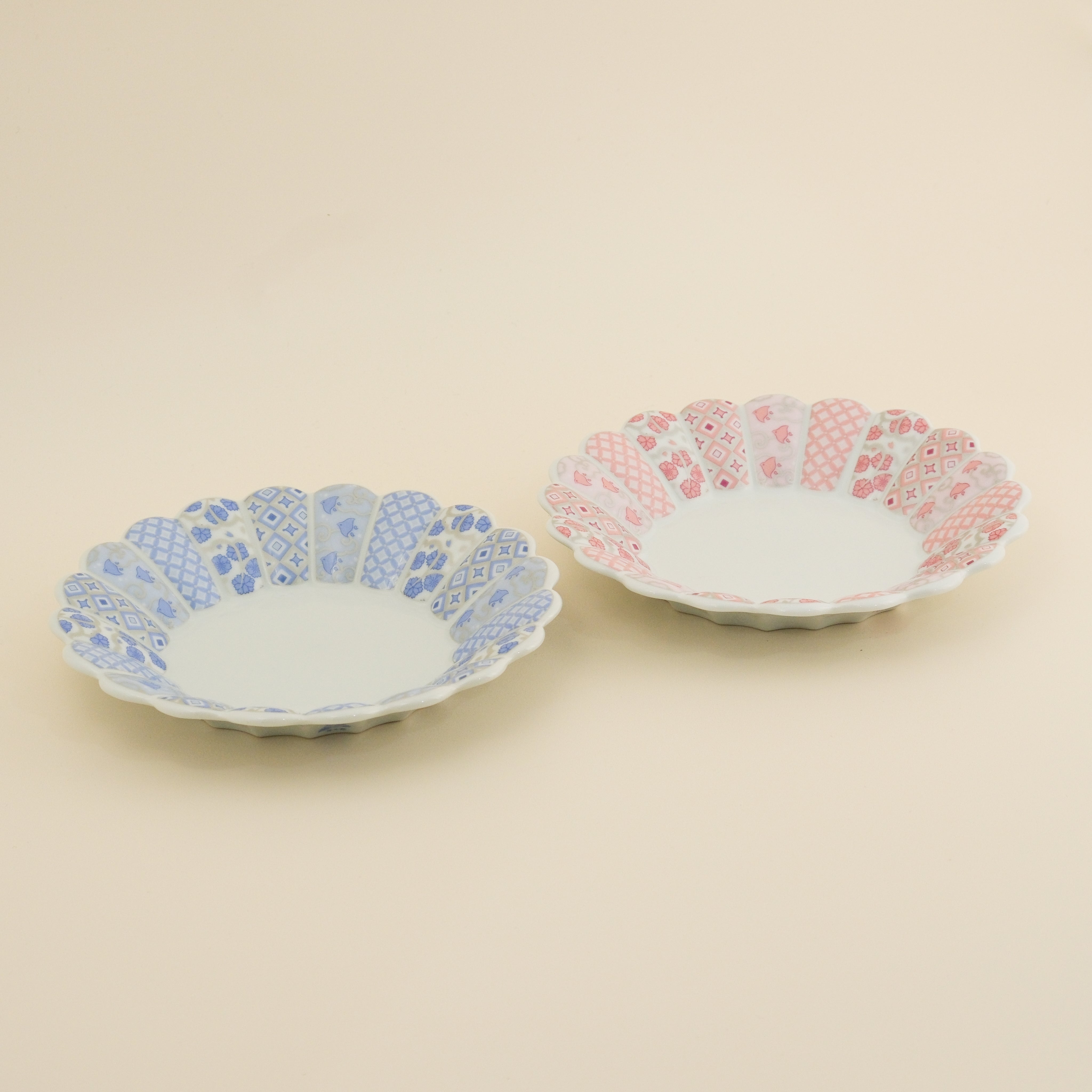Hanarikyu Round Plate set – Pink＆Blue