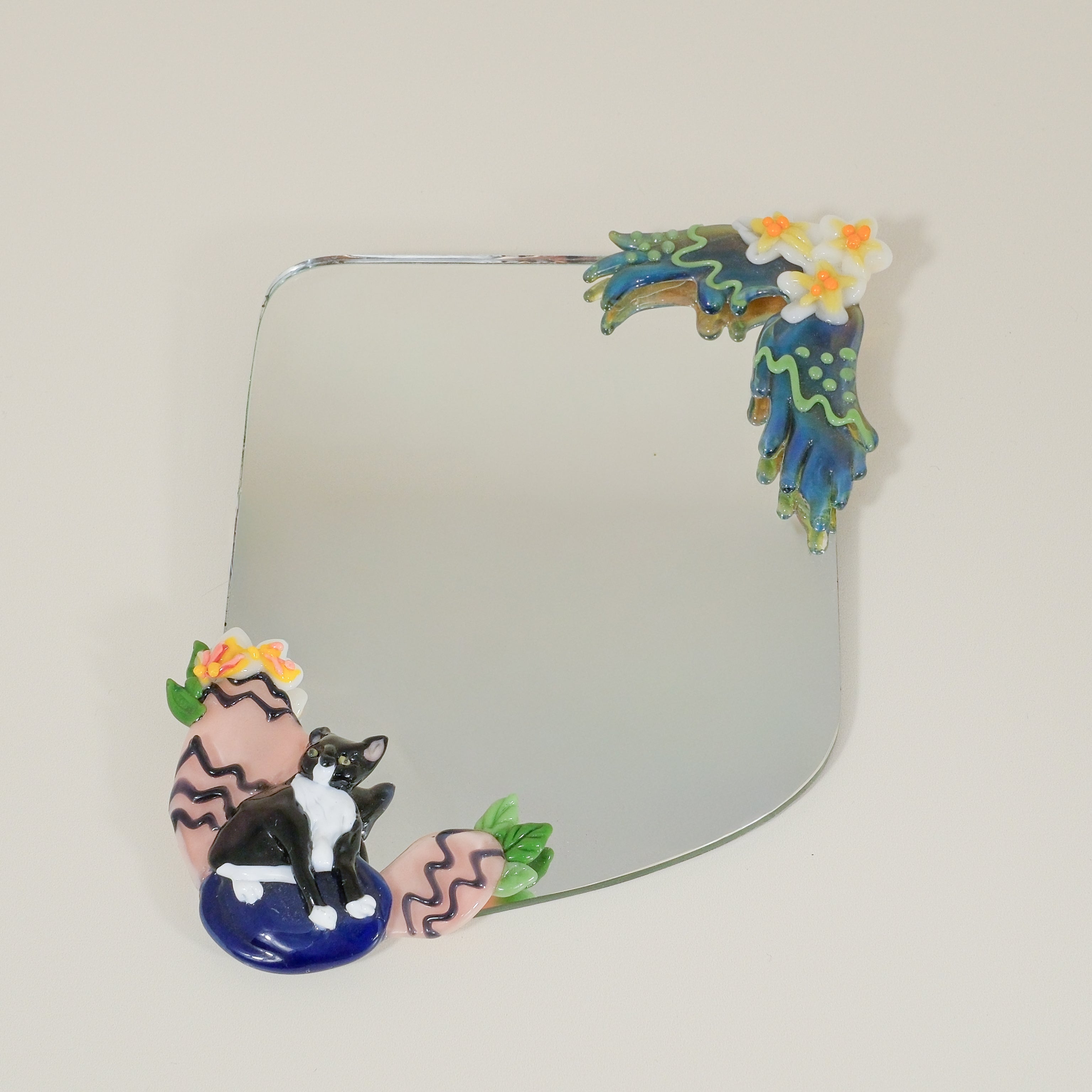 “Curious Cat Wall Mini Mirror” by Makiko Inoya
