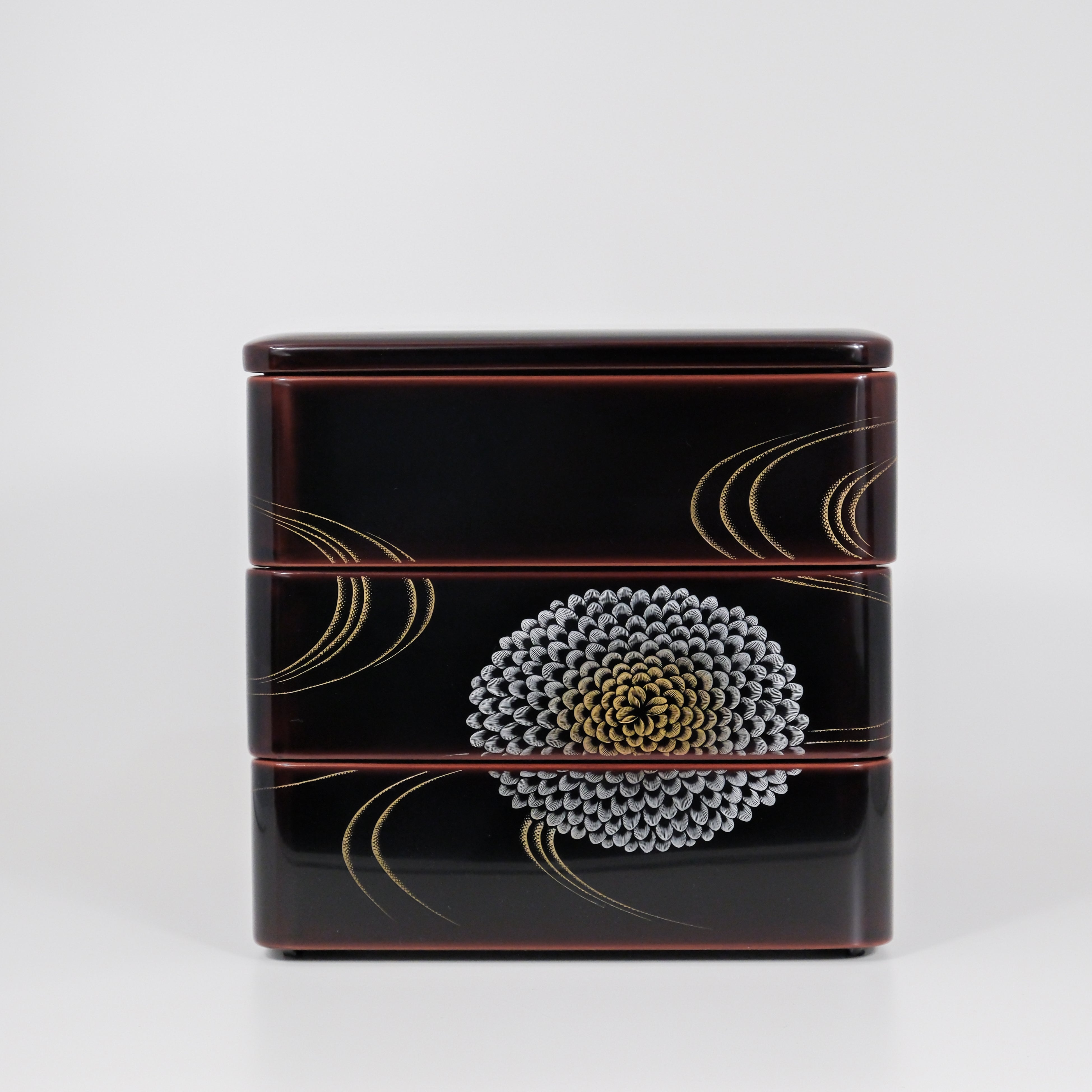 Handcrafted Chinkin Lacquer ”JUBAKO” with chrysanthemum motif