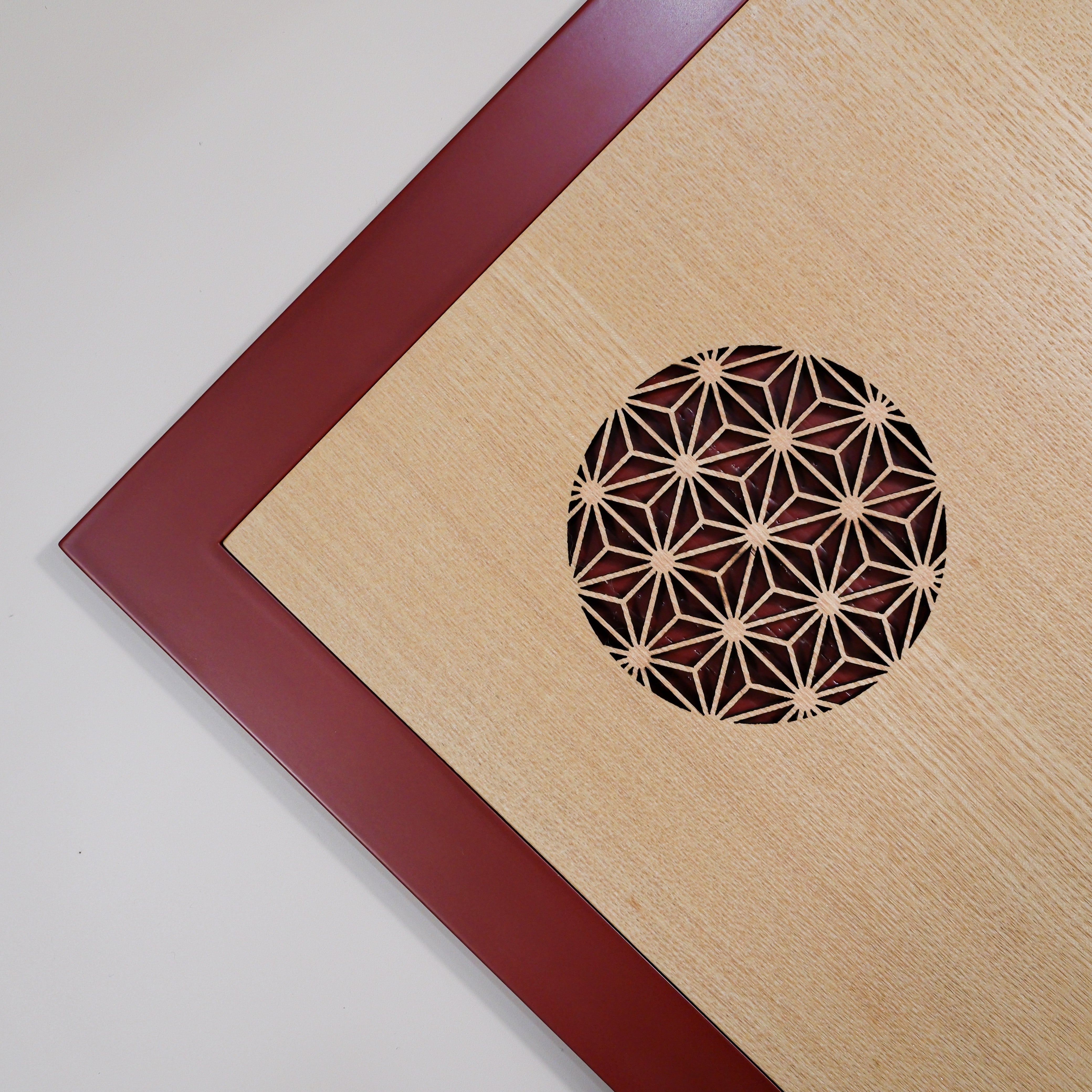 Asanoha Moon Urushi Wood Plate --rectangle