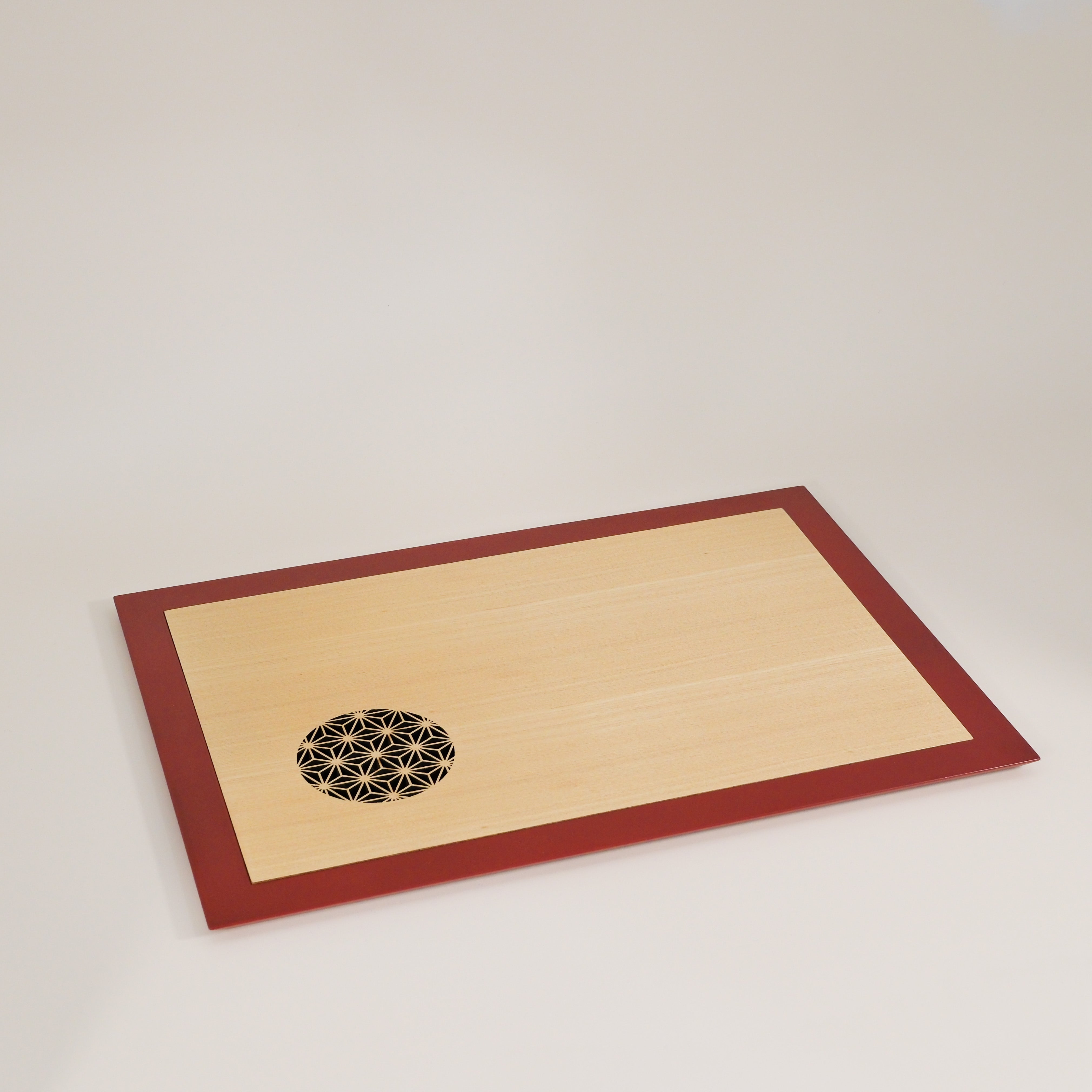 Asanoha Moon Urushi Wood Plate --rectangle