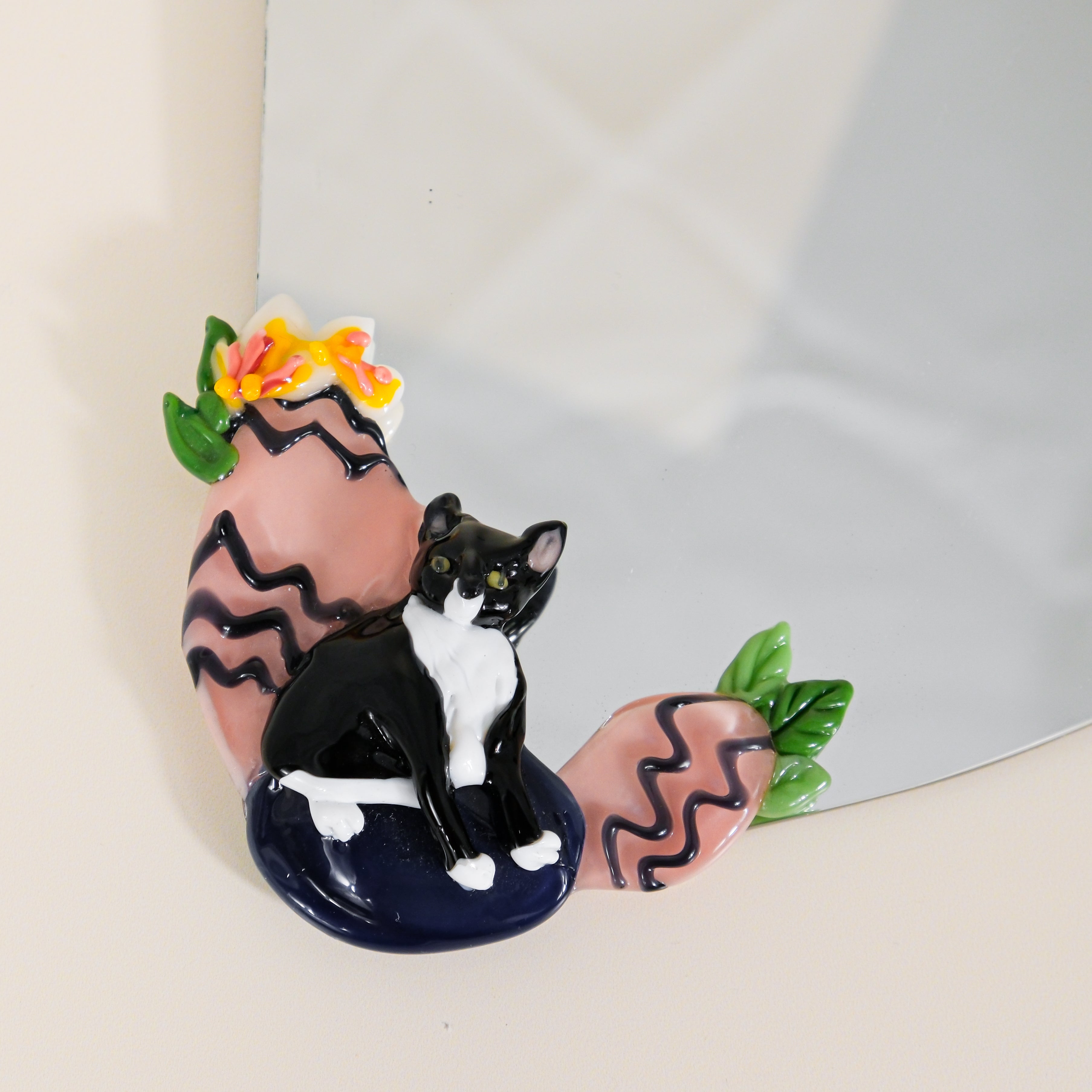 “Curious Cat Wall Mini Mirror” by Makiko Inoya